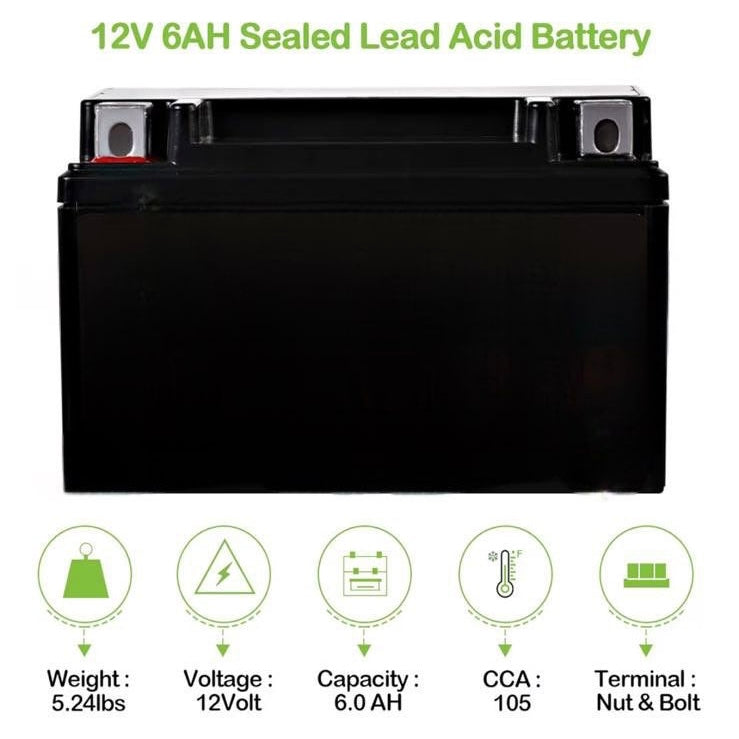 YTX7A-BS High Performance - Maintenance Free - Sealed AGM Motorcycle Battery Compatible with Gas Gy6
Scooter Moped 50CC 125CC