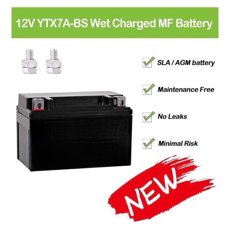 YTX7A-BS High Performance - Maintenance Free - Sealed AGM Motorcycle Battery Compatible with Gas Gy6
Scooter Moped 50CC 125CC