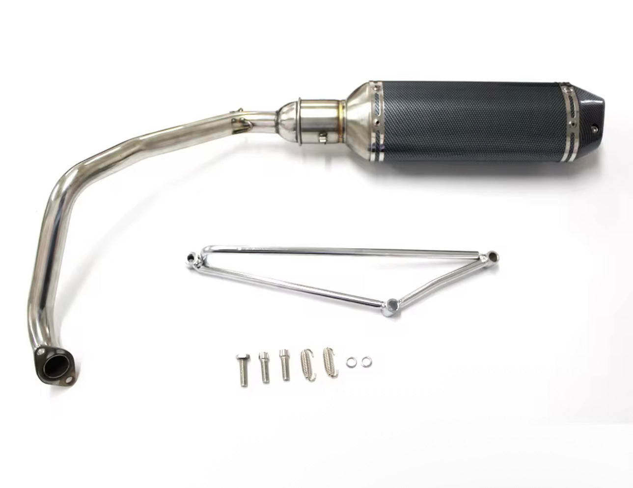 Exhaust System Muffler for GY6 200cc,150cc,50cc 4 Stroke Scooters (Carbon Fiber Finish)